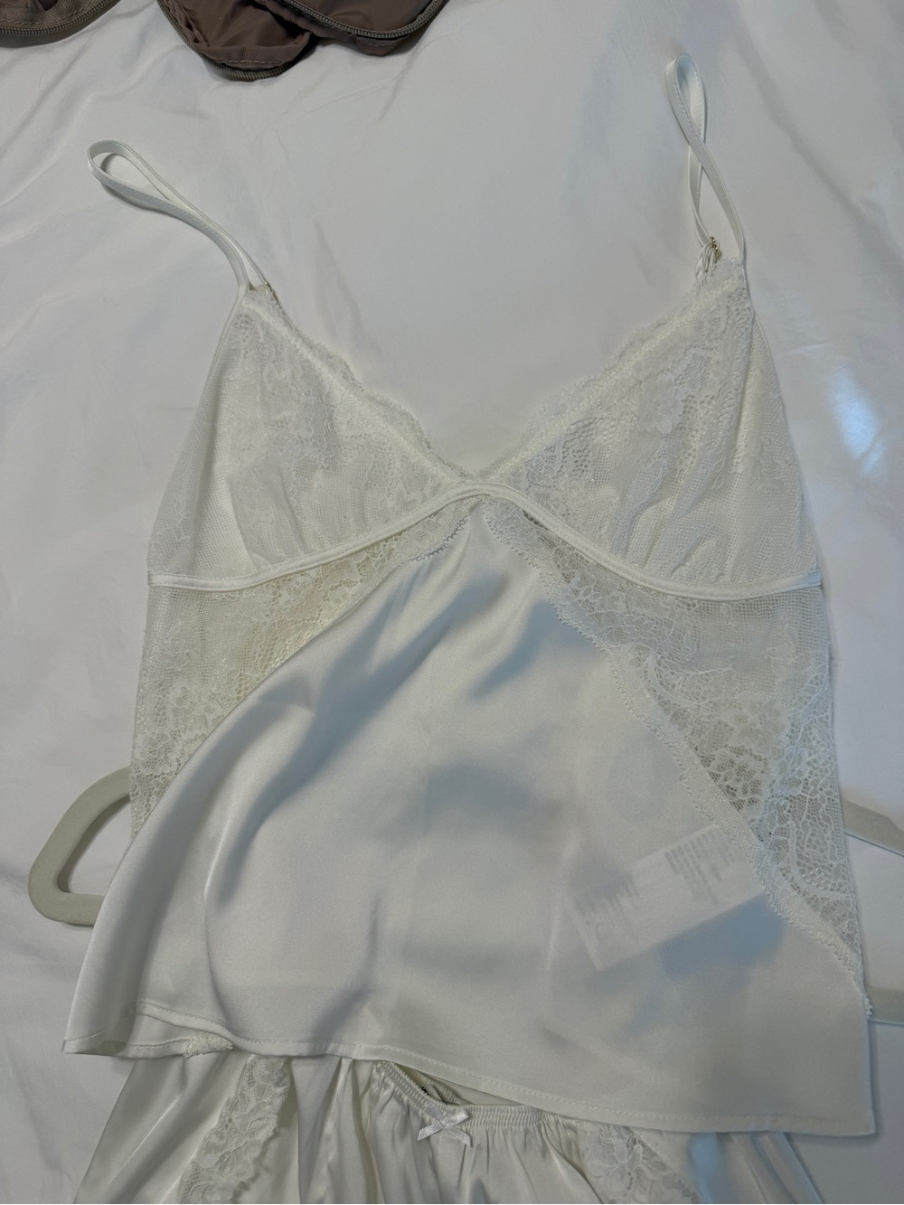 Abercrombie White Lace Satin Chemise with Adjustable Straps